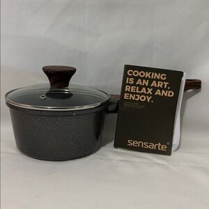 SENSARTE Nonstick Saucepan with Lid, 1.5 Quarts Small Pot with Swiss Granite
